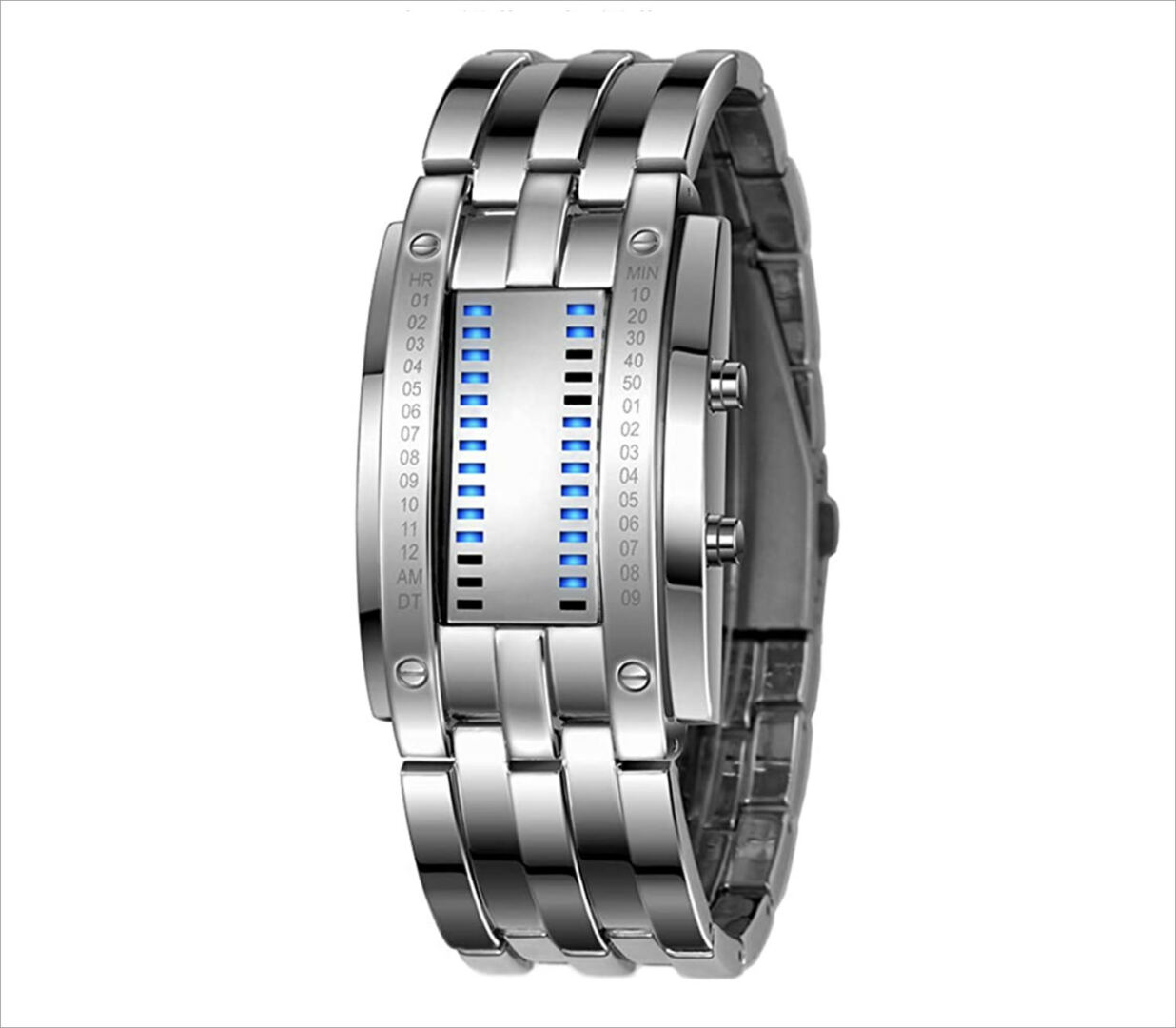 Binary Square Blue LED Watch