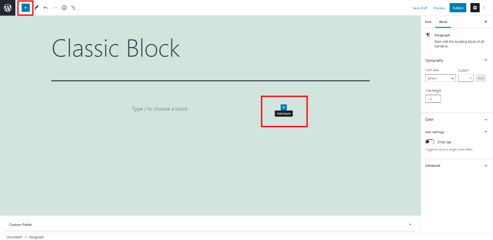 How to Add the Classic Block to your Post or Page