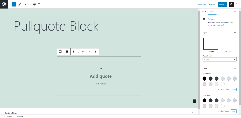How to Add the Pullquote Block to your Post or Page