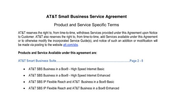 Service-Level Agreement Examples: AT&T's Small Business Service Agreement