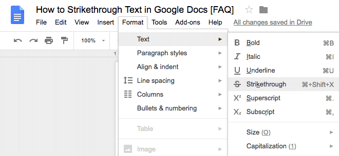 google doc strikethrough