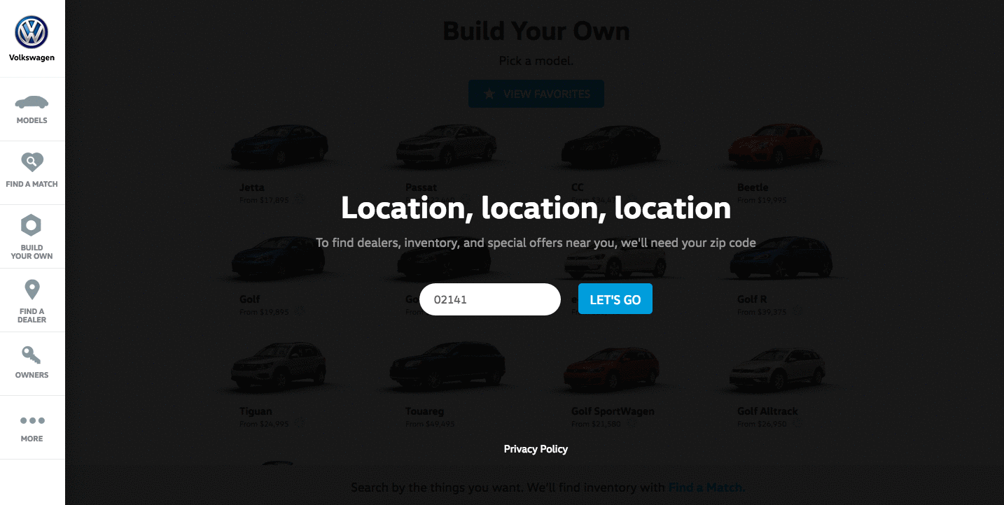 Build Your Jetta product page by Volkswagen