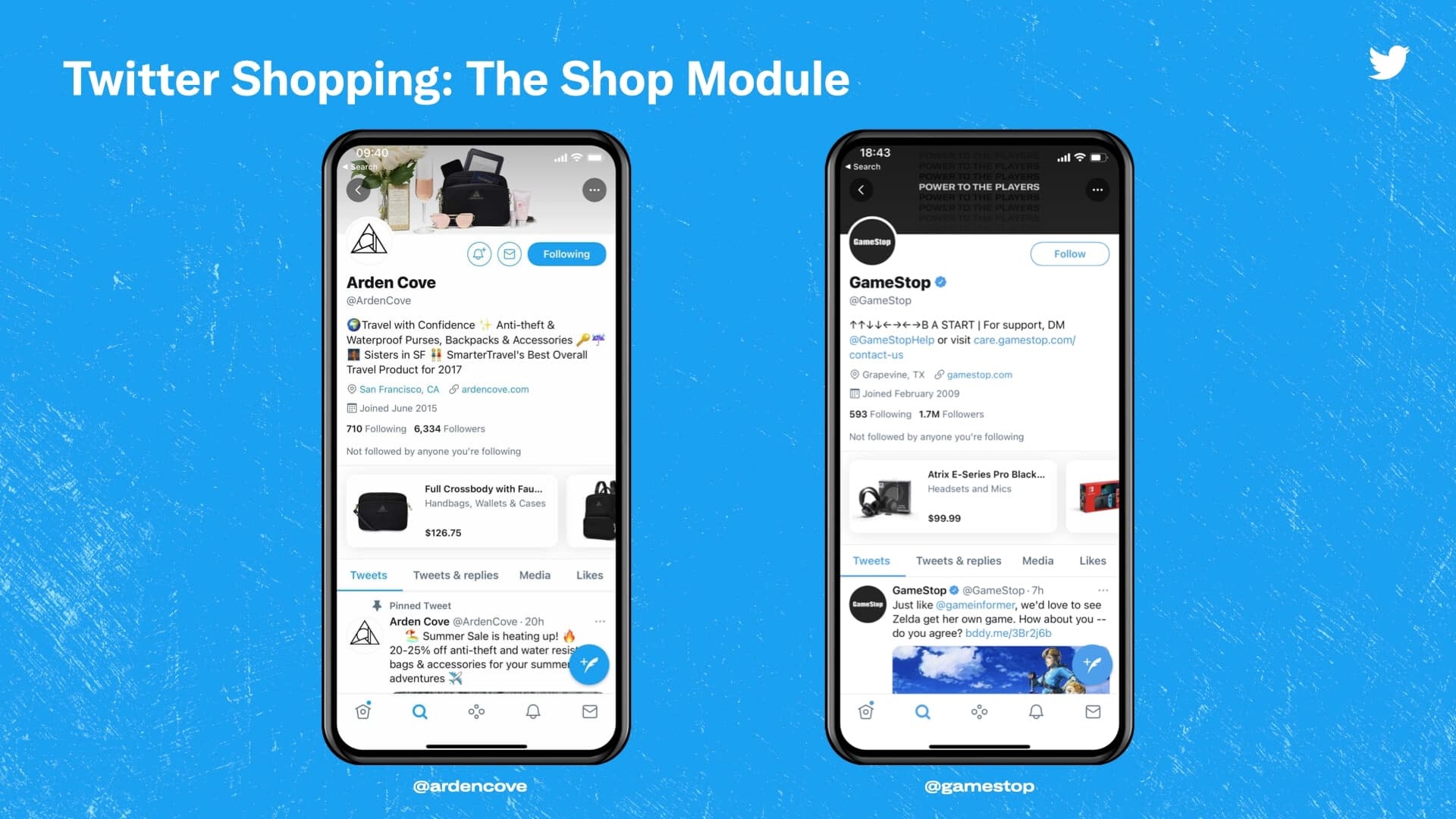 Twitter's announcement of The Shop Module