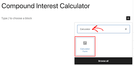 Add calculator form block