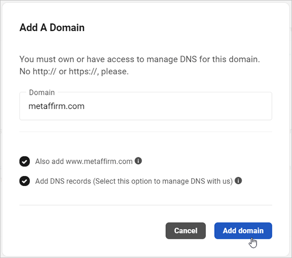 Add Domain to Hub