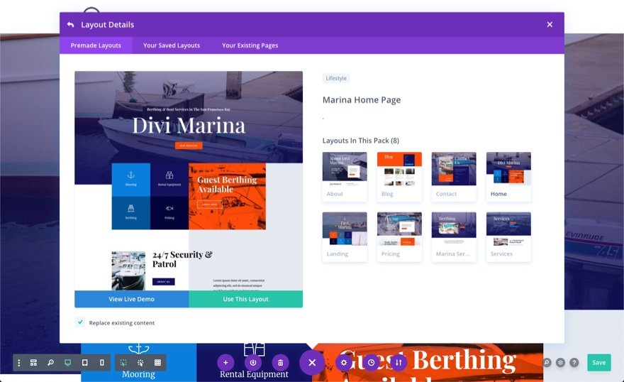 divi marina layout pack