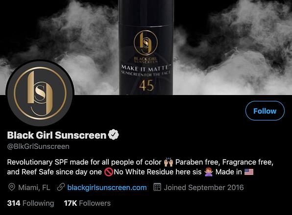black girl suncreen twitter profile header