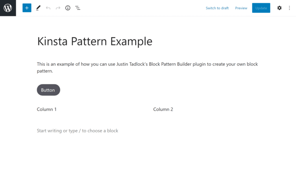 Creating your own custom block pattern