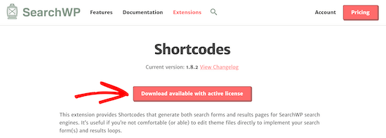 Download SearchWP shortcodes extension