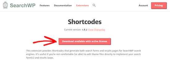 Download SearchWP Shortcodes extension