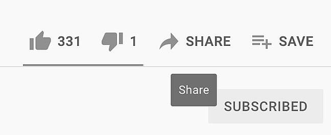 Share button under a YouTube video