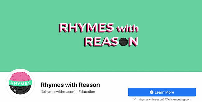 Facebook Page cover from Rhymes with Reason's FB Page