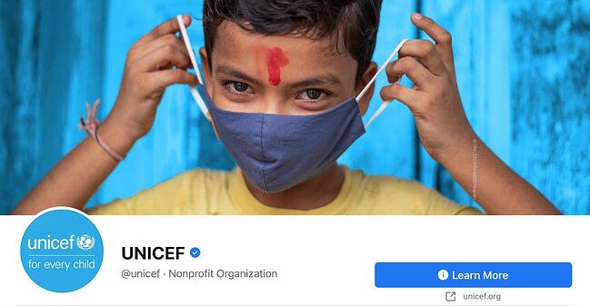 Facebook Page cover from UNICEF's FB Page