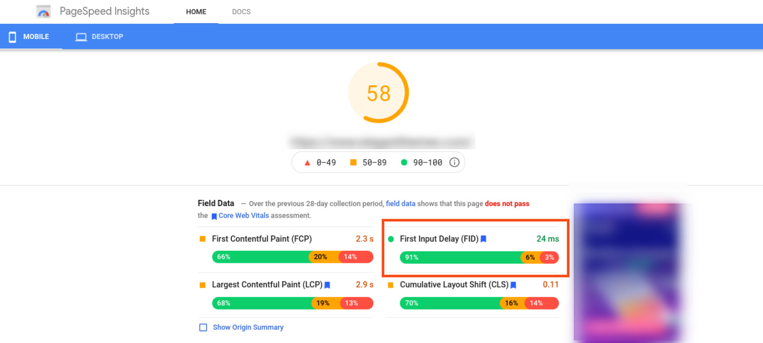 A Google PageSpeed Insights report.