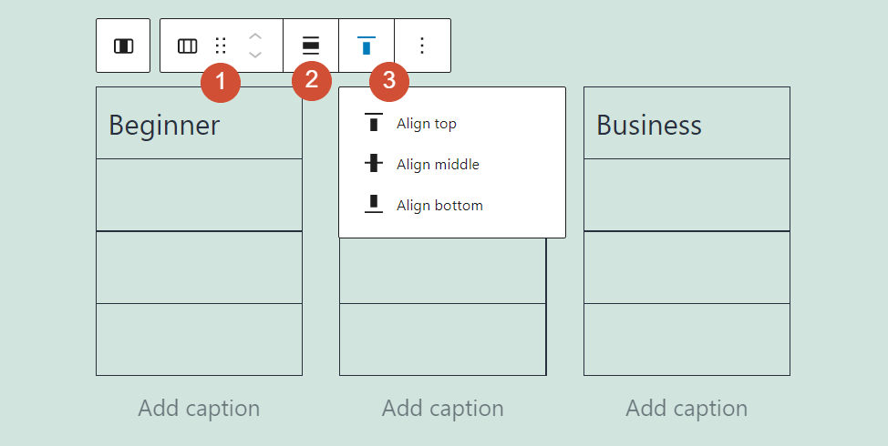 Changing the formatting for the Columns block