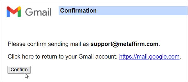 Gmail confirmation link.