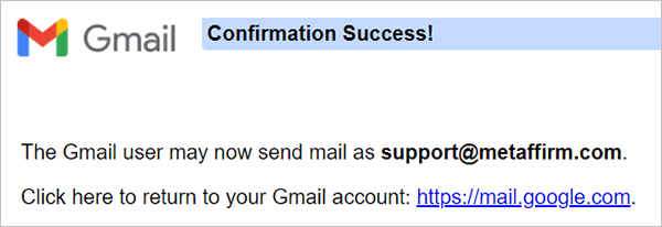 Gmail email account confirmed.