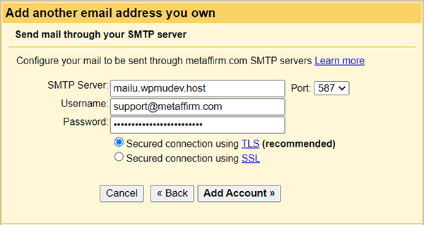 Gmail - SMTP server details.