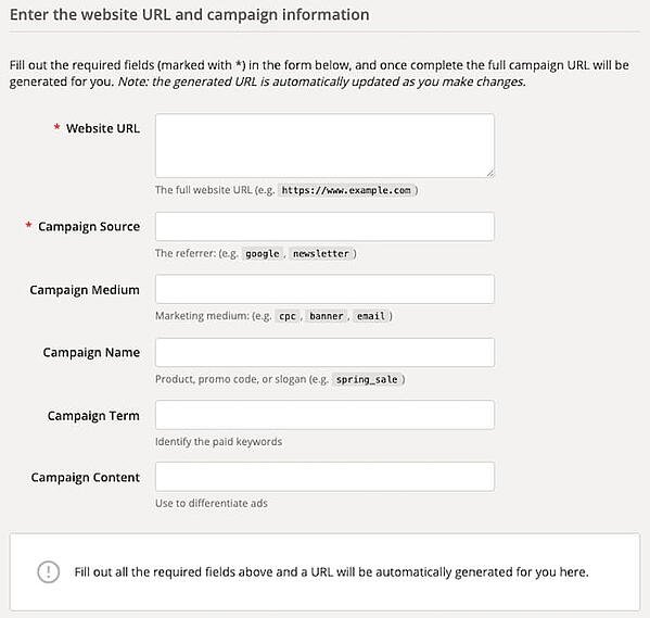 How to build UTM Codes in Google Analytics: Fill in each link attribute in the following form.