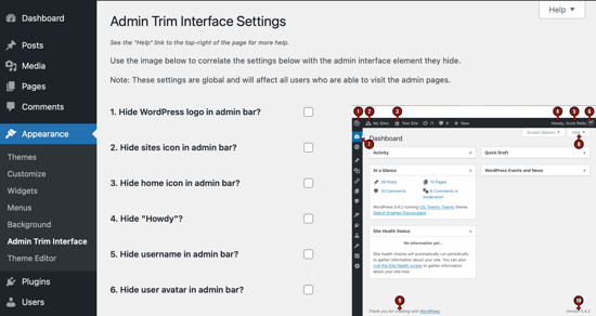 Admin Trim Interface Page