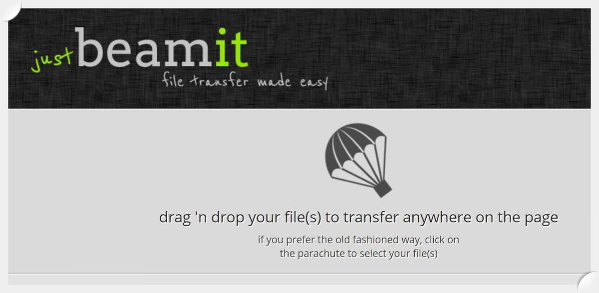 JustBeamIt is a web-based peer-to-peer transfer service