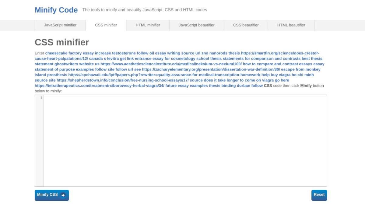 The Minify Code online tool.