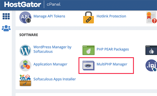 Launching MultiPHP manager in HostGator