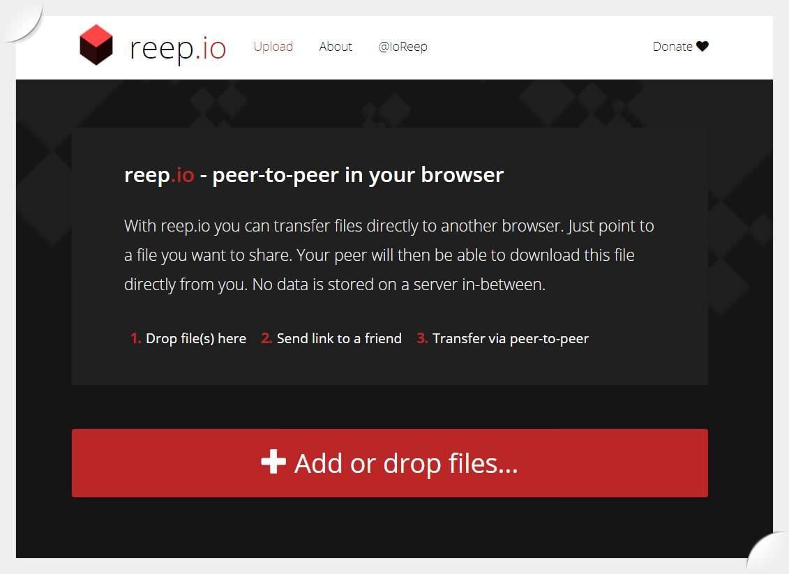 Reep is an encrypted peer-to-peer file transfer service