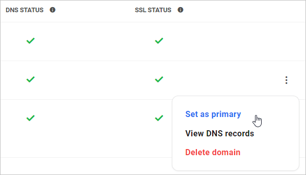 Set domain name as primary.