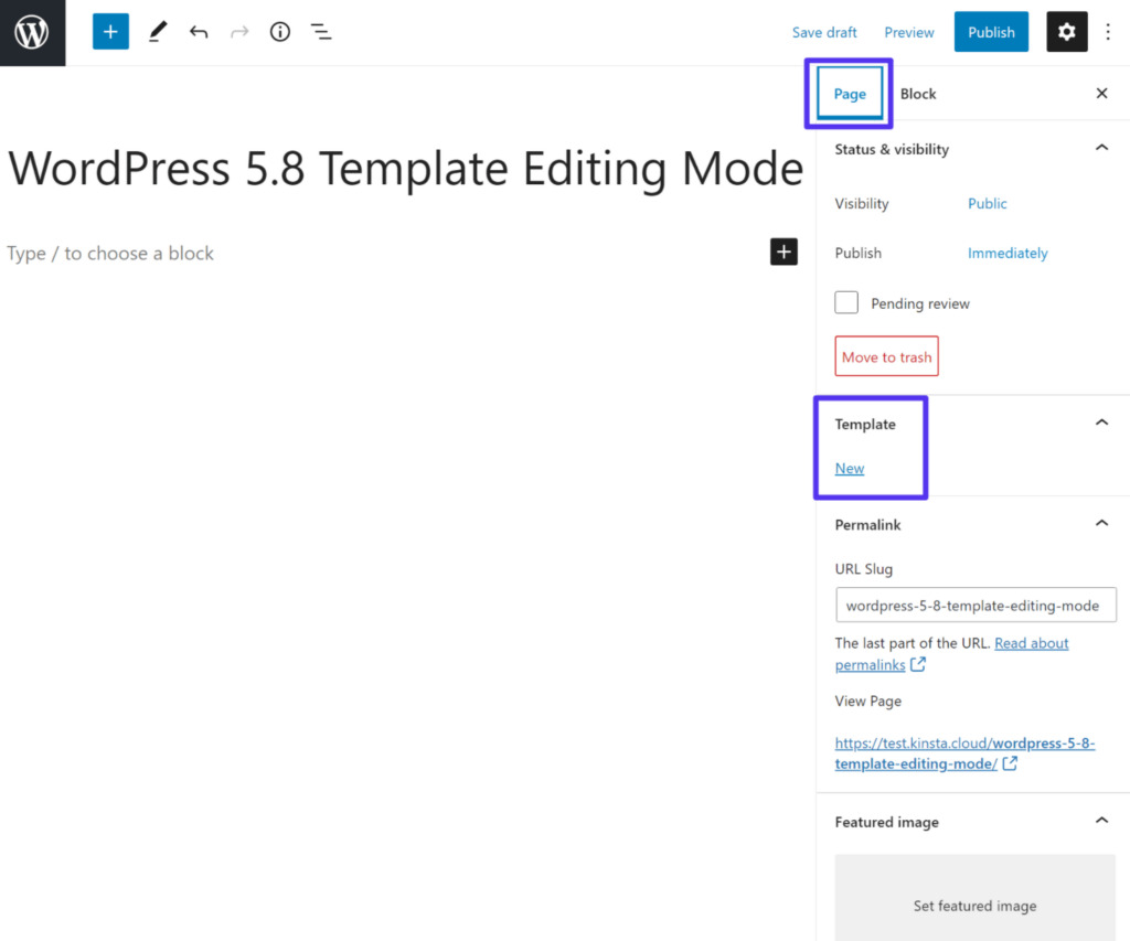 How to create a new template in themes that support template editing mode