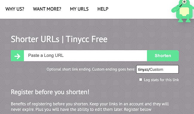 TinyCC URL and link shortener
