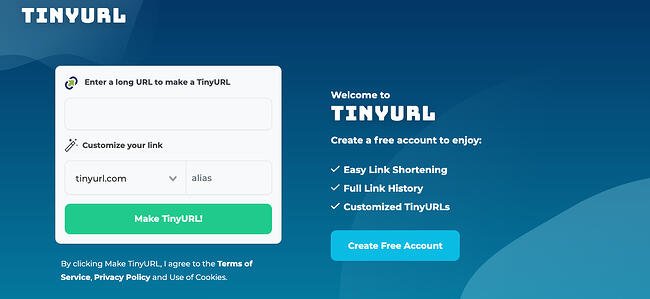 TinyURL URL and link shortener