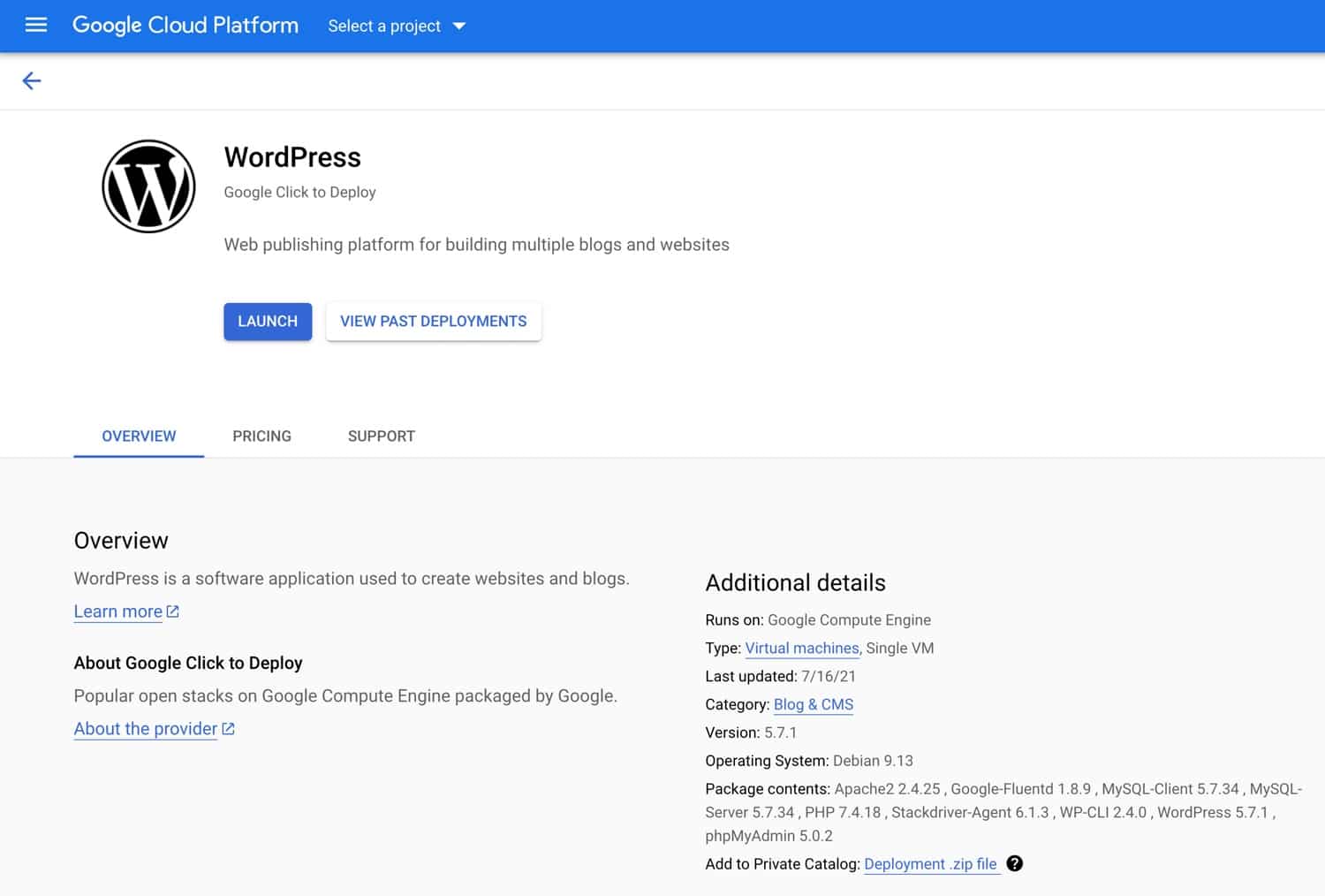 Deploy WordPress on Google Cloud Platform.