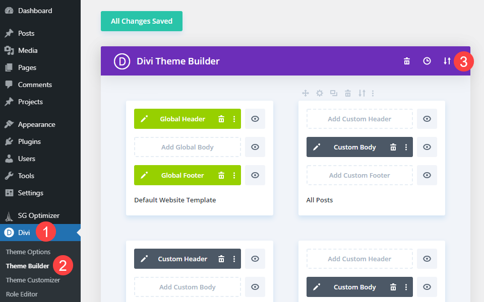 theme builder for the divi search field