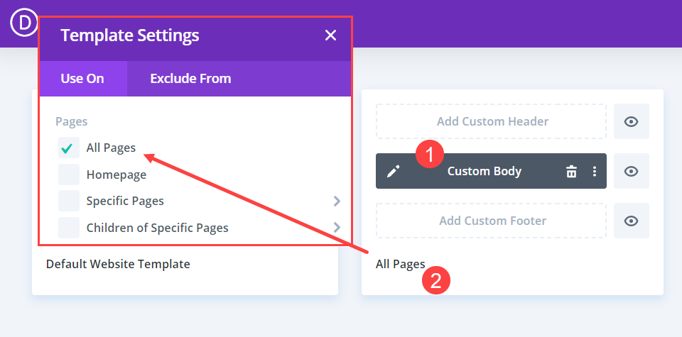 adding a template to exclude a post or page