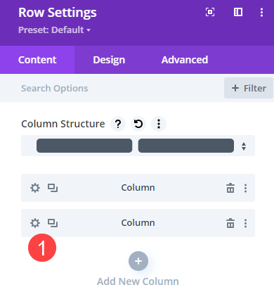 row and column settings to change image on hover