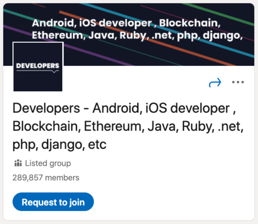 Developers - Android, iOS developer , Blockchain, Ethereum, Java, Ruby, .net, php, django, etc LinkedIn Group for designers and developers