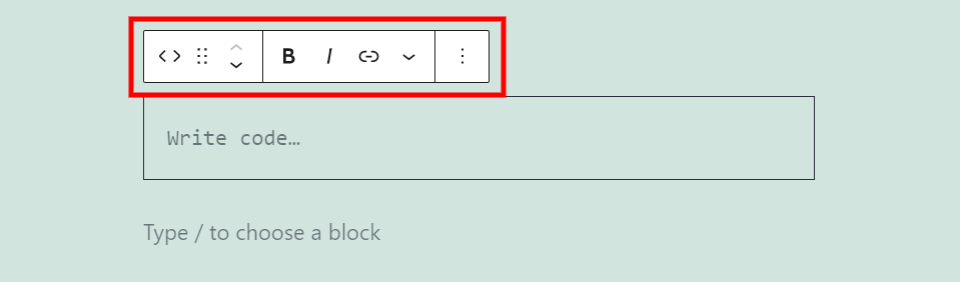 Code Block Toolbar
