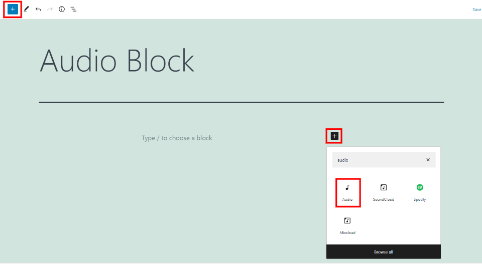 How to Add the Audio Block to your Post or Page