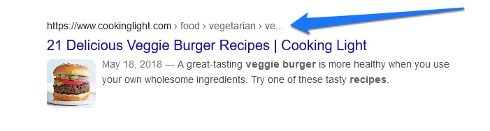 breadcrumbs in search results example