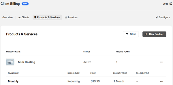 Client Billing - Products & Services