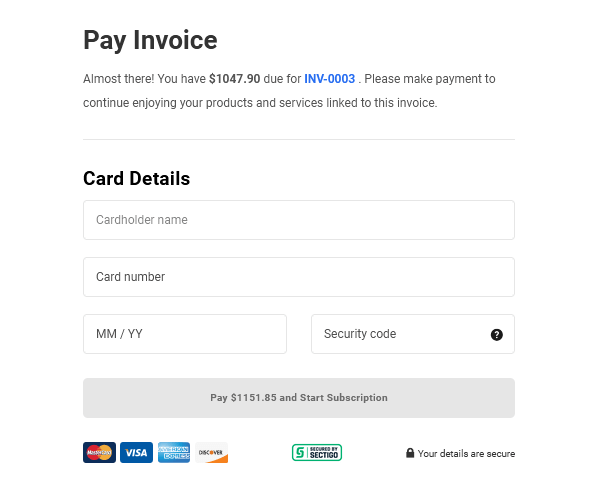 Client Billing Checkout