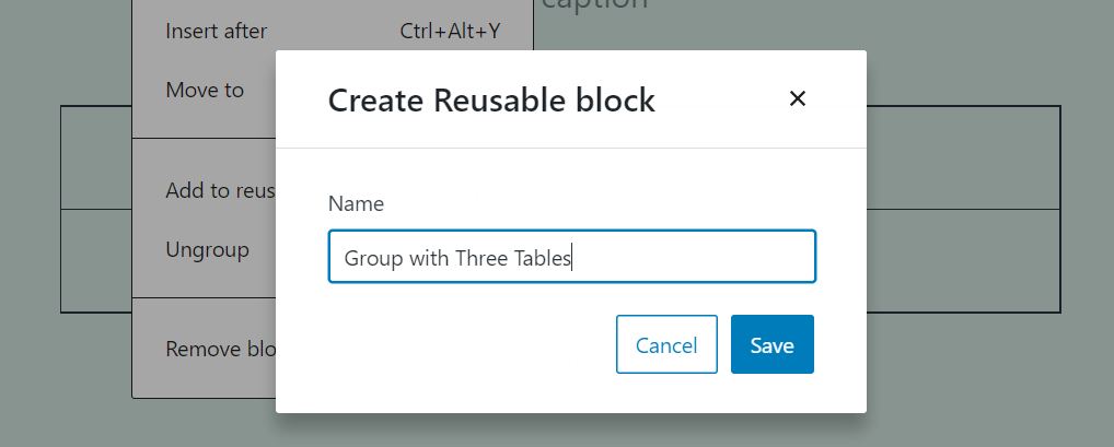 Creating a reusable block
