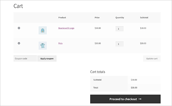 Default cart experience in WooCommerce