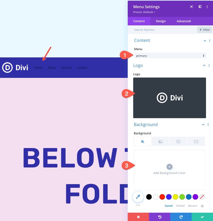 divi sticky navigation bar from bottom to top