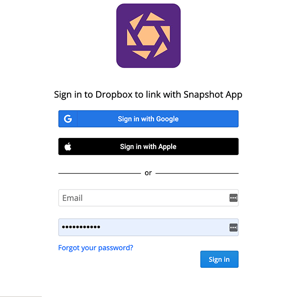 Where to sign in for Dropbox.