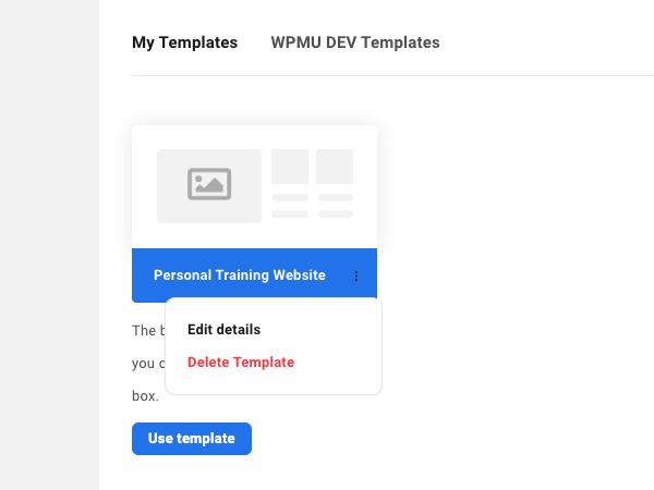 a screen showing how you can edit the details of your new template