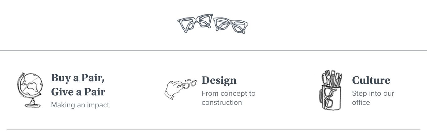mission statement example: warby parker homepage