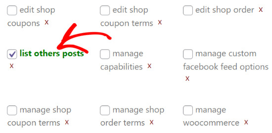 Enable list others posts checkbox