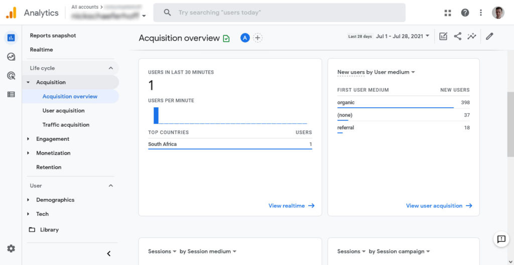 google analytics 4 interface